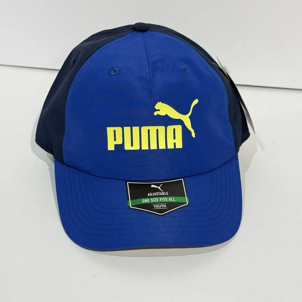 Puma NWT kids hat Adjustable Puma youth cap in blue with yellow details